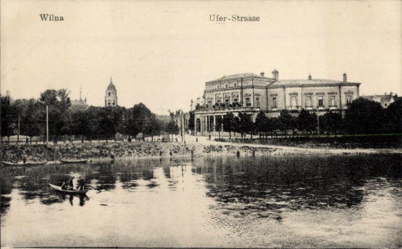 Ak Vilnius Wilna Litouwen, straat aan de rivier