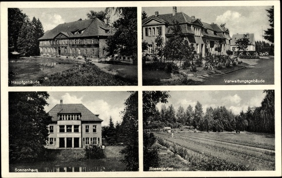 Postcard Tiefenbrunn Mengershausen Rosdorf Lower Saxony, state sanatorium Rasemühle, rose garden