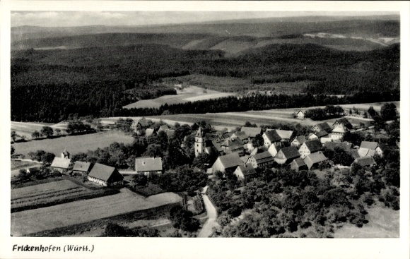 Postcard Frickenhofen Gschwend in the Ostalbkreis Württemberg, aerial photograph