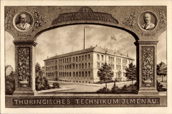 Passepartout Postcard Ilmenau, Thuringian Technical College, Jentzen, Schmidt in portrait