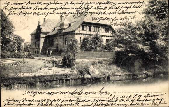Postcard Oldenburg in Holstein, Oldenburg Officers' Mess, Art Institute, Water View