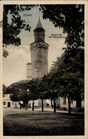 Postcard Idstein in Taunus Hessen, school square with castle tower