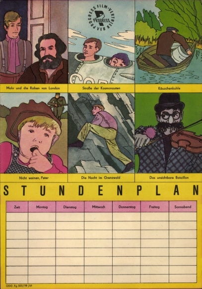 Timetable DDR VEB Progress Film distribution - meeting point cinema around 1970