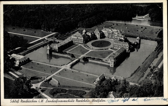 Postcard Nordkirchen in Westfalen, state financial school, castle, aerial photo