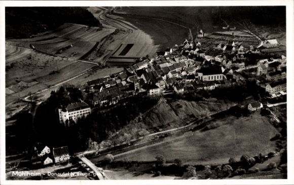 Postcard Mühlheim an der Donau in Baden Württemberg, aerial photograph by Donaulal Flugz
