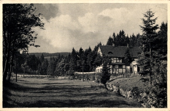 Ak Neudorf Sehmatal in het Erzgebirge, Duitse jeugdherberg aan de Vierenstrasse