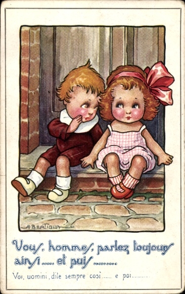 Artysta KP Bertiglia, A., Dzieci przy drzwiach wejściowych, rozmowa
