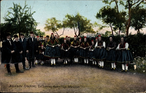 Postcard Hessian costume, a Sunday afternoon hour