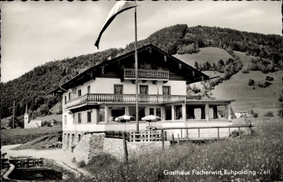 Postcard Zell Ruhpolding in Upper Bavaria, Gasthof Fischerwirt