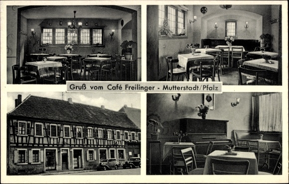 Postcard Mother City in the Palatinate, Café Freilinger, pastry shop, wine bar