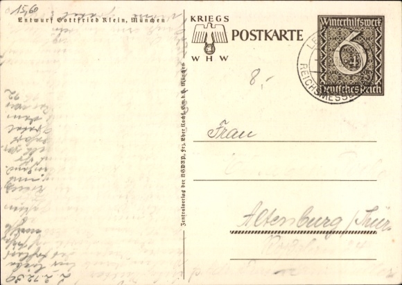 Postal stationery artist Postcard Klein, Gottfried, Danzig is German, WHW