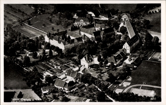 Postcard Salem in the Bodenseekreis Baden, aerial view of Salem, s buildings, gardens