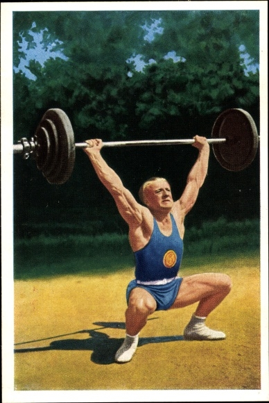Collection picture Olympia 1936, Rudolf Ismayr, weightlifter, Mühlen Franck coffee additive