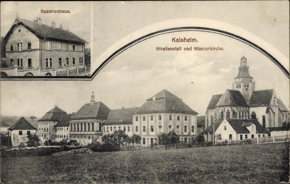 Postcard Kaisheim in Swabia Bavaria, penal institution and monastery church, official house