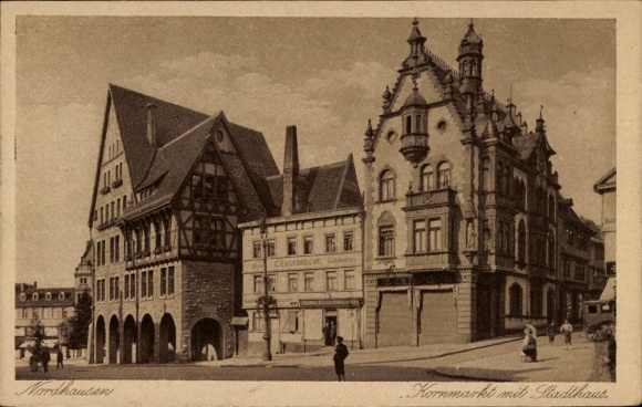 Ak Nordhausen am Harz, Kornmarkt mit Stadthaus, CEGGEBRECHT Soldes,  Architektur
