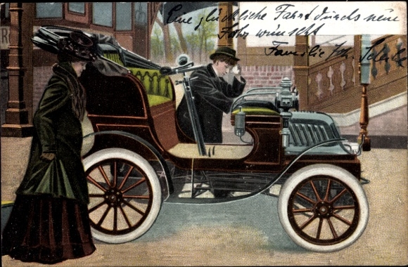 Ak Auto, Automobil, elegante Frau
