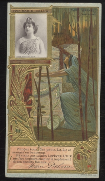 Merchant picture advertising card Lefevre-Utile Lu Art Nouveau, Marie Delna