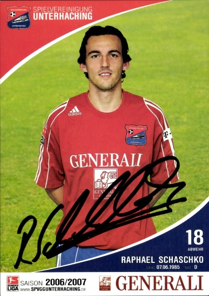 Autograph card footballer Raphael Schaschko, SpVgg Unterhaching, autograph