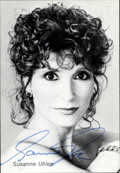 Postcard actress Susanne Uhlen, portrait, autograph