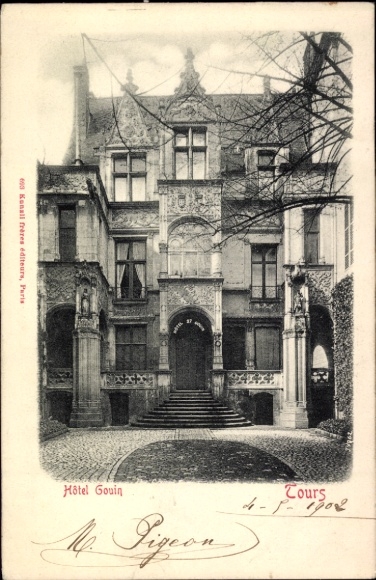 Ak Tours Indre et Loire, Hôtel Gouin, Architektur, 4-3-1902, 