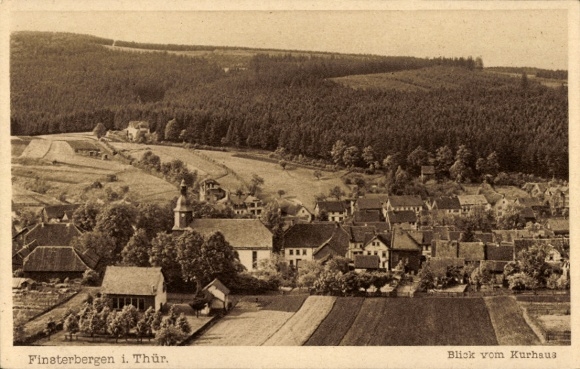 Postcard Finsterbergen Friedrichroda in the Thuringian Forest, view from the spa house, panoramic shot, landscape