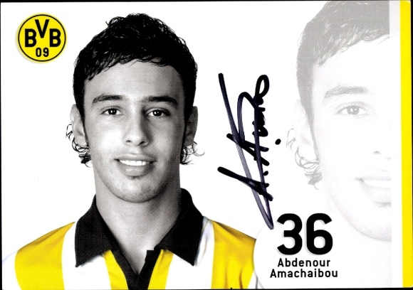 Autograph card footballer Abdenour Amachaibou, BVB 09, Borrussia Dortmund, autograph