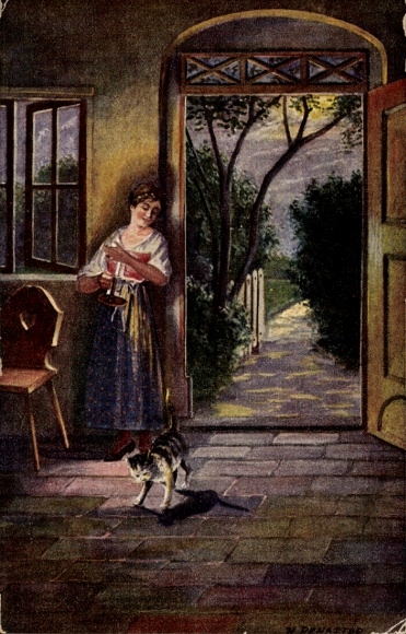 Artist Postcard Renaztud, H., Flattering Kitten