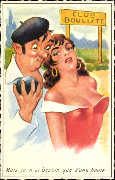 Artist PC Club Boulistes, vrouw met diep decolleté, Boule