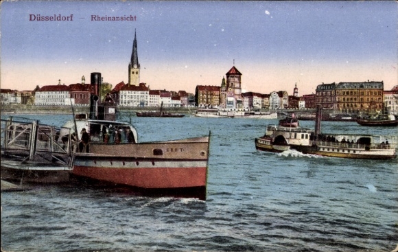 Ak Düsseldorf am Rhein, Große Ausstellung GeSoLei 1926,  Rheinansicht, Schiffe, Stadtansicht, Was