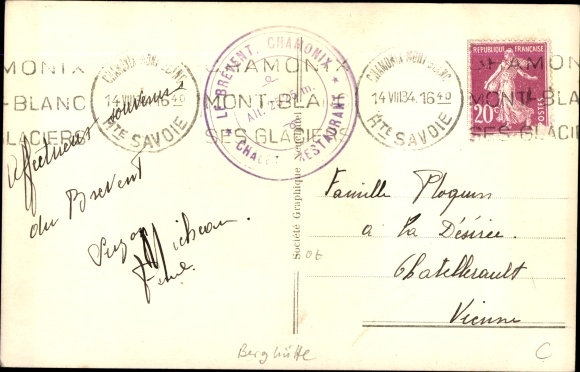 Postcard Mont Blanc Haute Savoie, Summit of Brevent