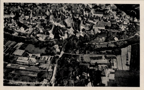 Postcard Münnerstadt in Lower Franconia Bavaria, aerial photograph
