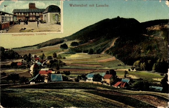 Postcard Waltersdorf Großschönau Oberlausitz, Lausche, Gesellschaftsplatz, Kurhaus Waltersdorf with L...