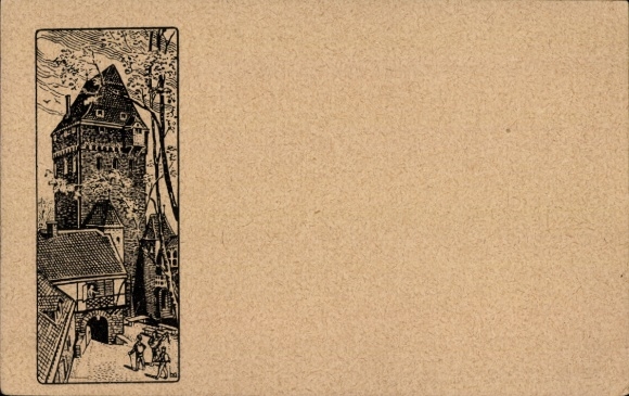 Paper cutting Postcard Roose, Hilchenbach in Westphalia, partial view