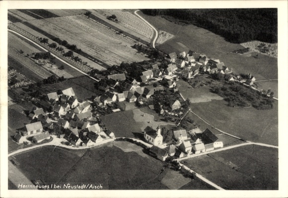 Ak Herrnneuses Neustadt an der Aisch Mittelfranken, Fliegeraufnahme