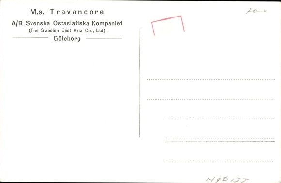 Ak MS Travancore, Svenska Ostasiatiska Kompaniet
