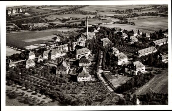 Postcard Lohr am Main Lower Franconia, aerial photograph, sanatorium and nursing home