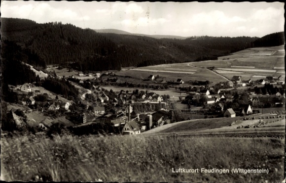 Ak Feudingen Bad Laasphe in Westfalen, klimaatkuuroordlandschap, huizen, kerk, bossen