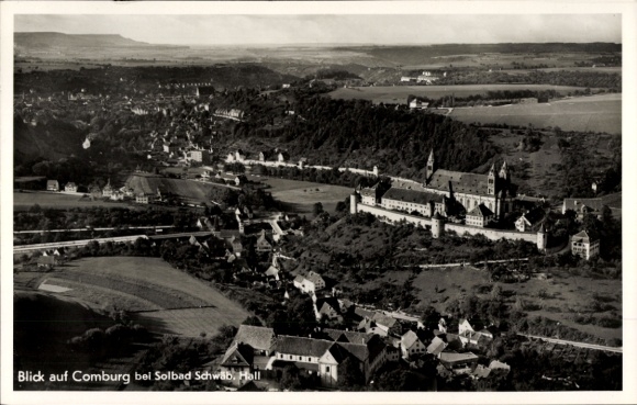 Postcard Comburg Schwäbisch Hall in Württemberg, view of Comburg, landscape, monastery, buildings