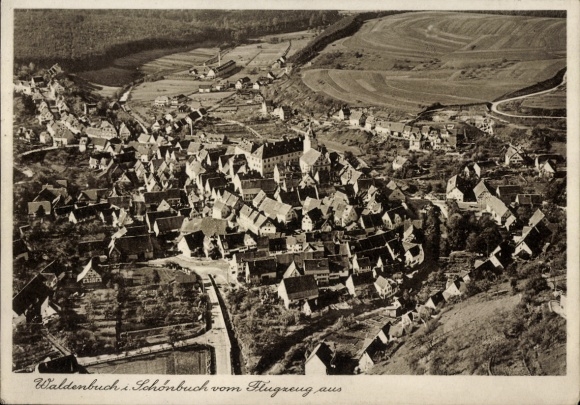 Postcard Waldenbuch in Württemberg, aerial photograph