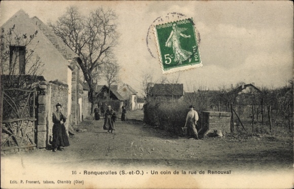 Ak Ronquerolles Val d’Oise, Landschaft, Straße, Häuser, Pflanzen, Personen,  