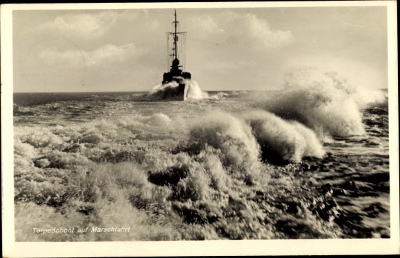 Ak Deutsches Kriegsschiff, Torpedoboot auf Marschfahrt, Kriegsmarine, II. WK
