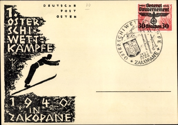 Künstler Ak Zakopane Polen, 1. Osterskiwettkämpfe 1940