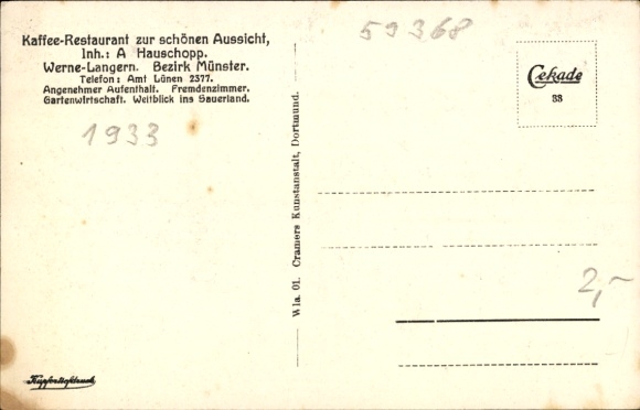 Postcard Langern Werne in Westphalia, Café with a beautiful view