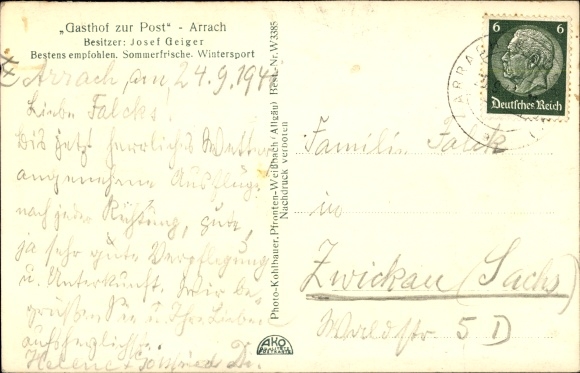 Ak Arrach im Bayerischen Wald Oberpfalz, Gasthof zur Post