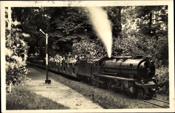 Ansichtkaart Düsseldorf, grote tentoonstelling Gesolei 1926, Liliputbahn