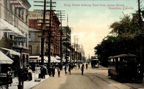 Postcard Hamilton Ontario Canada, King Street looking east from James Street