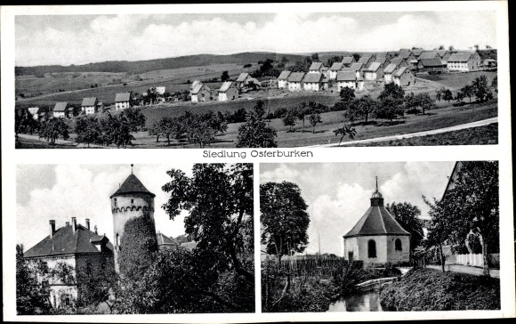 KP Osterburken im Neckar Odenwald dzielnica, osada, kaplica, widok na miasto