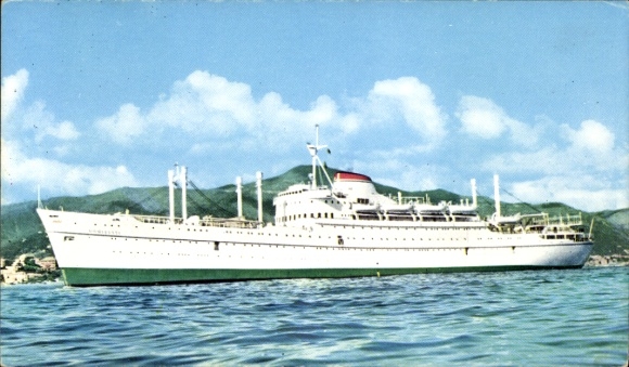 Postcard passenger ship MN Donizetti, Verdi, Rossini, Societa di Navigazione, Genova