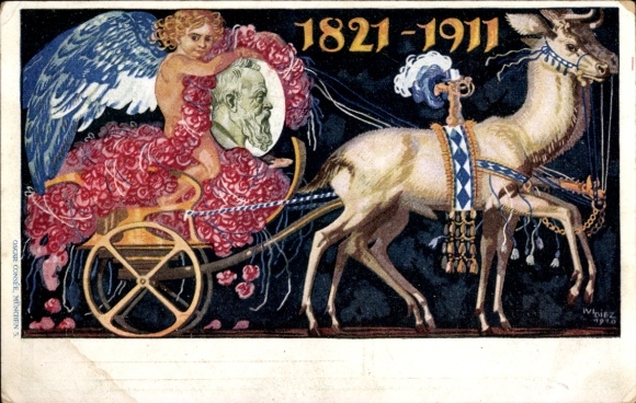 Postal stationery artist Postcard Diez, M., Prince Regent Luitpold of Bavaria, 1821 to 1911, carriage