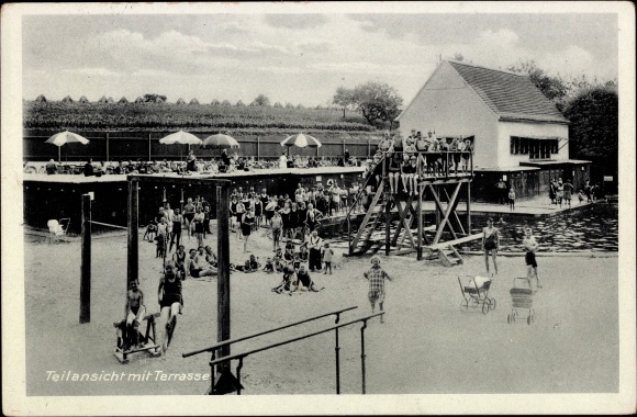 Ak Schelkau Teuchern im Burgenlandkreis, Erholungsstätte Bad Schelkau, Terrasse